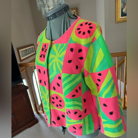 Michael simon M Watermelon Sweater Cardigan Easter Mother’s Day - Picture 4 of 7